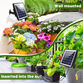 Solar Bewässerungssystem Garten Mit 12Timer-Modi Und Schutz Vor Wassermangel 20M Schlauch Und 20 StückTropfkopf Für Garten, Balkon Pflanzen, Kübelpflanzen Im Freien