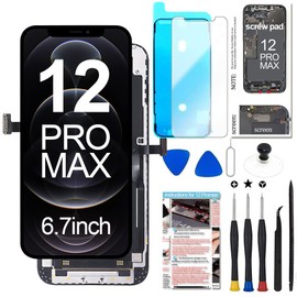 Fixerman LCD Screen for iPhone 12 Pro Max Screen Replacement 6.7 inch(A2342, A2410, A2412, A2411),3D Touch Display Digitizer Frame Assembly with Repair Tools