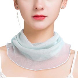 sanctrifolium 100% Silk Neck Cover, Snood, UV Protection, Cold Protection, Sunburn Protection, Neck, UV Protection, Women's Solid Color, pastel blue