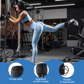 1Pair Ankle Straps for Cable Machine, Ankle cuffs to Improve Abdominal Muscles, Leg Strength Training Sports Protective Gear for Kickbacks, Glute, Leg, Abs