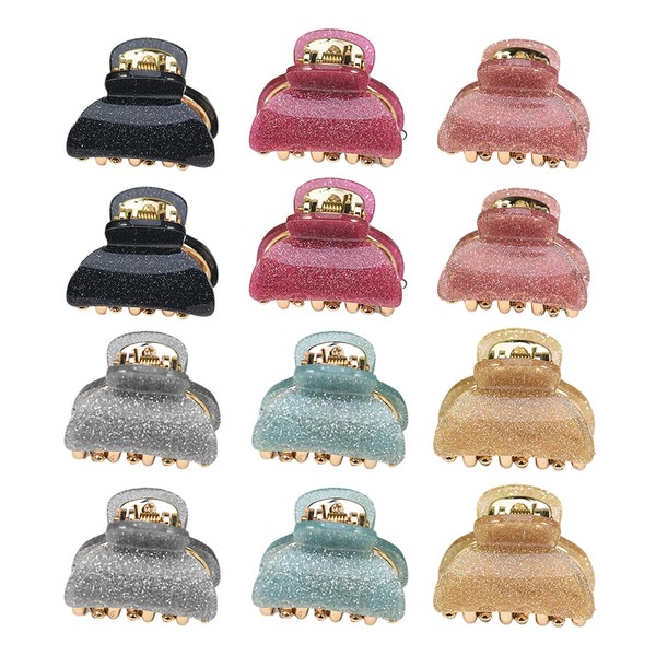 Pack of 12 Acrylic Hair Clips, Mini and Compact Design,