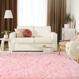 Jelymark Super Soft Shaggy Rug for Bedroom, 3x5 Feet Fluffy Carpet for Living Room, Fuzzy Indoor Plush Area Rug for Home Decor, Furry Floor Rugs for Dorm, Kids Nursery Rug for Girls, Pink