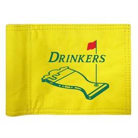 Golf Flag 8x6 Inch – 420D Nylon Double-Sided Mini Pin Flag with Tube Inset, Practice Putting Green Flags for Yard (DRINKERS - YELLOW)