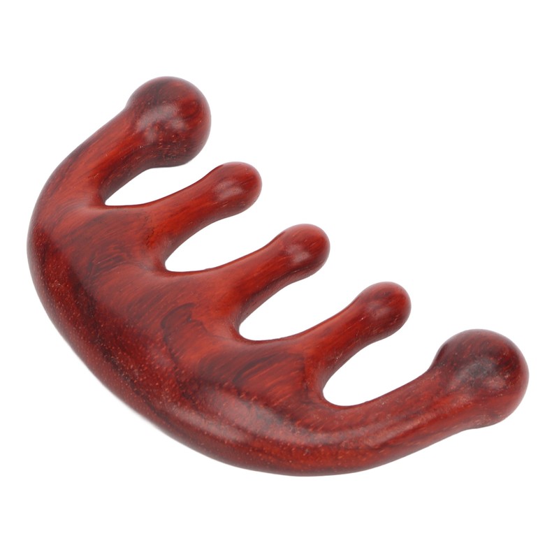 Scalping Massage Comb 5 Teeth Sandalwood Gua Sha Handheld Portable