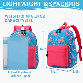 BEFUNIRISE - Mochilas para niños pequeños y niñas con correa para el pecho, Unicorn rosa, Una talla, Mochila preescolar