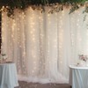 30×10ft White Tulle Backdrop Curtain with Lights String for Parites,