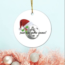ArogGeld Christmas Pickleball Ornament - One More for Xmas Tree Decorations - Ceramic Flat Circle Ornament with Hepa Filtration - Floral Movie for First Christmas