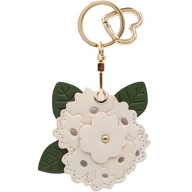 MC Fashion Cute Flower PU Leather Keychain Holder for AirTag (White)