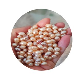 50 Pcs Freshwater Pearl Beads for Jewelry Making AAA 6-7mm Natural Genuine Real Freshwater Cultured Pearl Perforated Oval Pearls Beads Loose Gemstone Bead Crafts Gift for Women,DIY Gifts,0.8mm Hole.