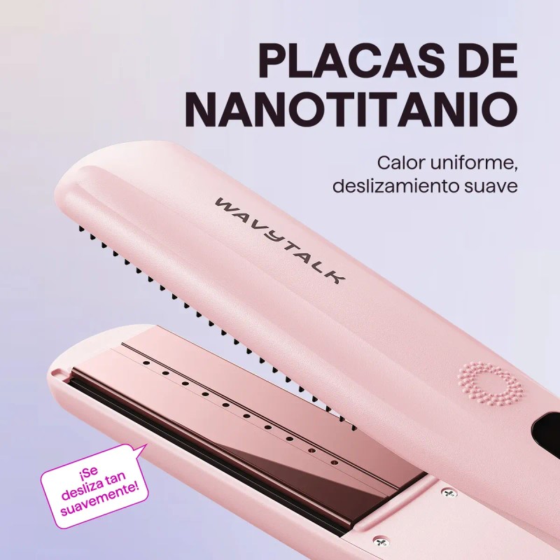 Plancha De Pelo Wavytalk Steam Con Peine Desmontable