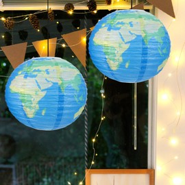 Generic Hanging Paper Lanterns:Planet Paper Lanterns Earth Paper Lanterns Earth Day Decorations for Kids Space Theme Party Birthday Room Decorations,2pcs,11.8inch, 30.00X30.00X30.00CM
