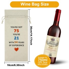Funny 75th Birthday Gifts Wine Bag 75 Years Old Birthday Gifts Turning 75 Gifts for Friends Mum Dad Grandparent Birthday Party Decor Bag Wine Accessories Gifts for Wine Lovers Happy 75th Birthday Gift