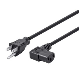Monoprice 6ft 16AWG Right Angle Power Cord Cable w/ 3 Conductor PC Power Connector Socket (C13/5-15P) - Black