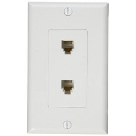 Morris 80171 Decorative Dual RJ11 4 Conductor Phone Jack Wall Plate, 2 Piece, White