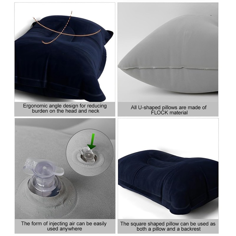 EYVRPAU 2 x Inflatable Pillow for Camping and Travel Soft