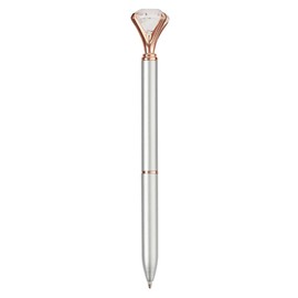 QUALITY METAL DIAMOND BALLPOINT PEN. FUNKY DESIGN MODERN PEN, FREE PEN REFILL INCLUDED (SILVER/GOLD)