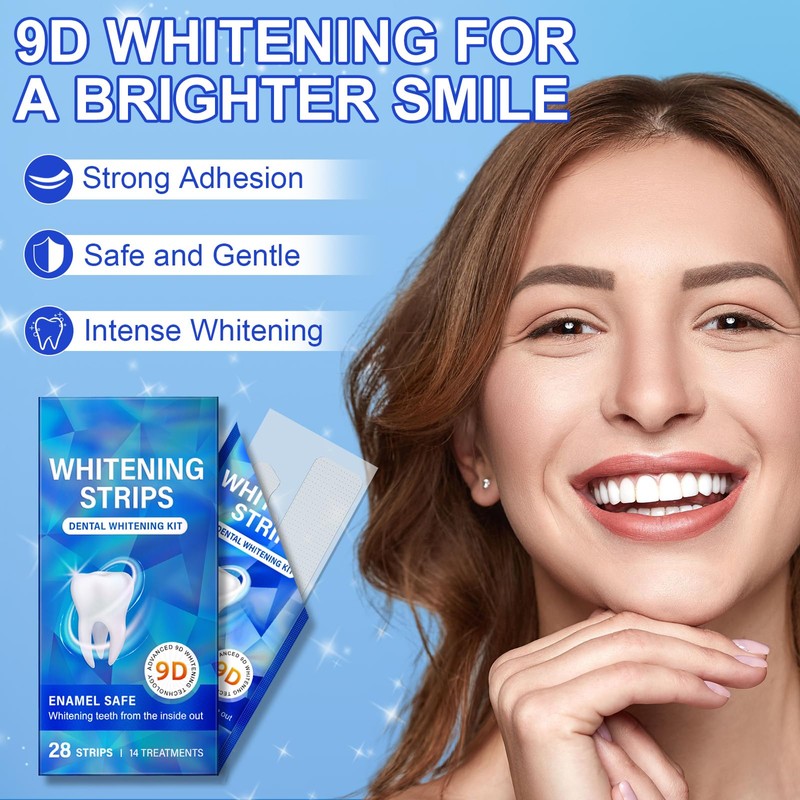 9D Teeth Whitening Strips 14 Treatments, Enamel Safe, Whitening Teeth