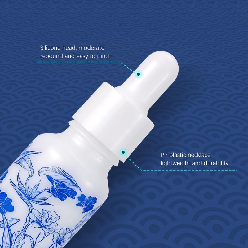 Newzoll 15mL/0.5oz Ceramic Eye Dropper Bottles Blue and White Porcelain