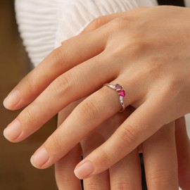 Nymerianoble Alexandrite Promise Ring June Silver Birthstone Rings for Women Birthday Christmas Gifts for Women Jewelry Valentine's Gifts for Her