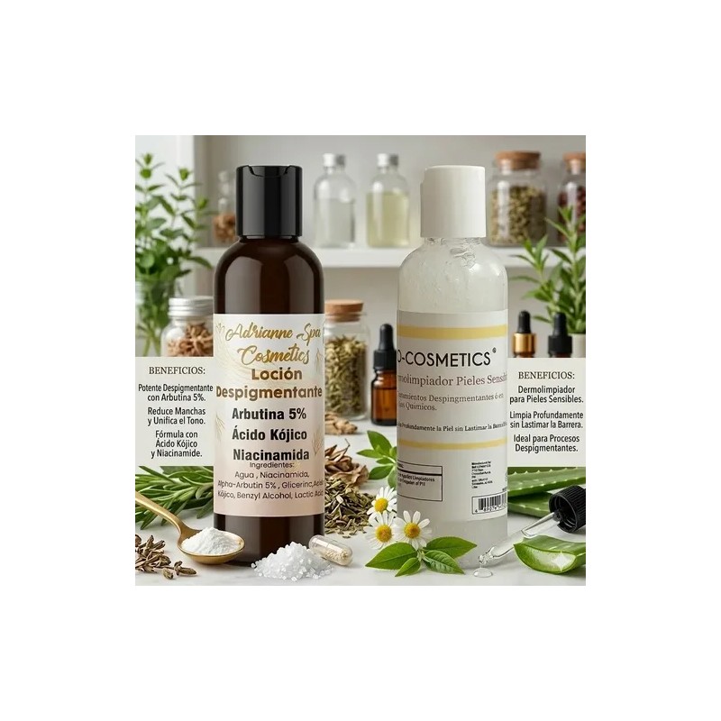 Kit Despigmentante Facial: Loción Arbutina + Dermolimpiador
