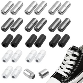 HavaCue Pack of 24 Shoelaces Closure, 4 Colours, Metal Capsules for Laces, Quick Release, Children's Quick Release Shoelaces for Trainers, Casual Shoes, Black and White