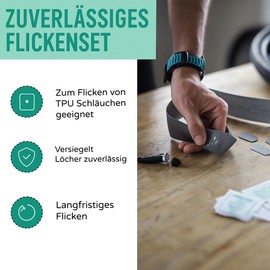 F26 Tubo Patch Kit Fahrrad Schlauch Flickset 16-teilig – Pannenset für MTB Road & Gravel TPU Schläuche Extra Light Flickzeug