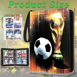 Mockotta Fußball Sammelalbum, 400 KartenSammelalbum Sammelkarten Album Fussball Sammelalbum, 4 Taschen 50 Seiten PU Karten Halter Sammelkartenalben, Sammelkarten mit Reißverschluss und Griffschlaufe