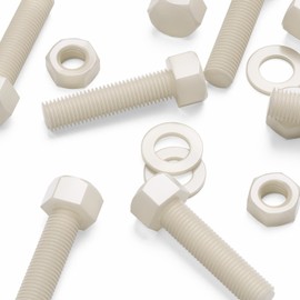 5 x Natural Colour Nylon, Hex Head, M16 x 65mm, Plastic Nuts and Bolts, Washers, Hexagon, Nylon, (5/8 x 2 9/16 in)