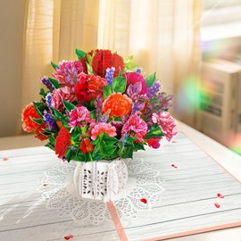 YianHien Carnation Pop Up Card for Women - 3D Flower Birthday Cards for Women, Teacher, Friends (Birthday Card, Get Well Soon, Thank You), Greeting Cards for Congratunation Anniversary