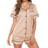 Ekouaer Womens Short Satin Pajama Sets Button Front Silk Sleepwear