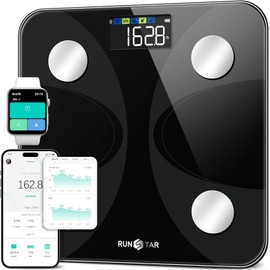 RunSTAR Body Fat Scales People with Large Display 180 kg / 400 lbs Personal Scales Digital Analyzer for 13 Essential Body Values with App Sync