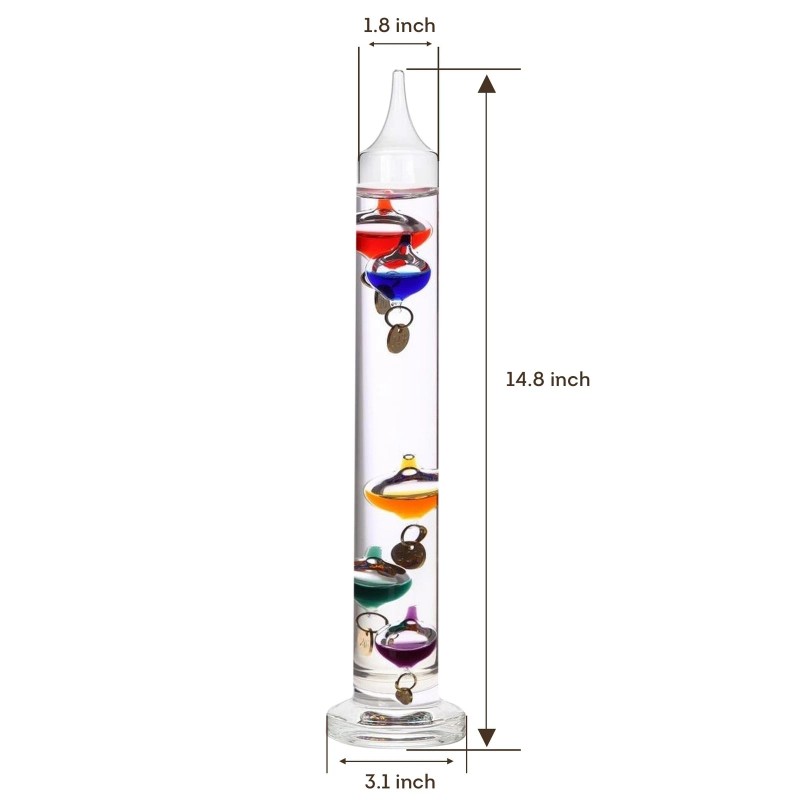 Lily's Home Galileo 14 inch Glass Thermometer with 5 Multi