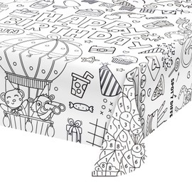 Happy Birthday Coloring Paper Tablecloth Poster 31*43" Wall Coloring Tablecloth Animals Drawing Paper Table Cover for Boys Girls Home Birthday Party Kindergarten Classroom Group Activities