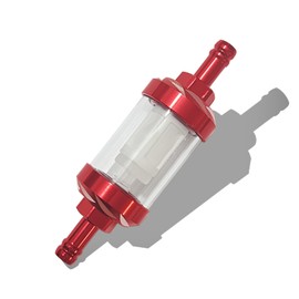5/16 Inline Fuel Filter with Clear View Glass, 9747 Motorcycle Fuel Filter, 1.1" x 3.46" Reusable Washable Alloy Tempered Glass Suitable for Most Cars Motorcycles ATVs Scooters(Red)