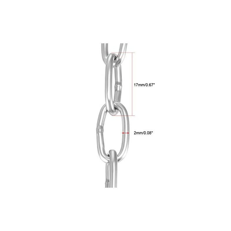 sourcing map Stainless Steel 304 Hardened Proof Coil Chain 1m