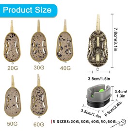 Funmo 6 Pcs Fishing Feeder,Carp Fishing Feeders,Fishing Quick Release Method,In line Method Feeders,Method Feeder Inline,With Fishing Weights 20g 30g 40g 50g 60g