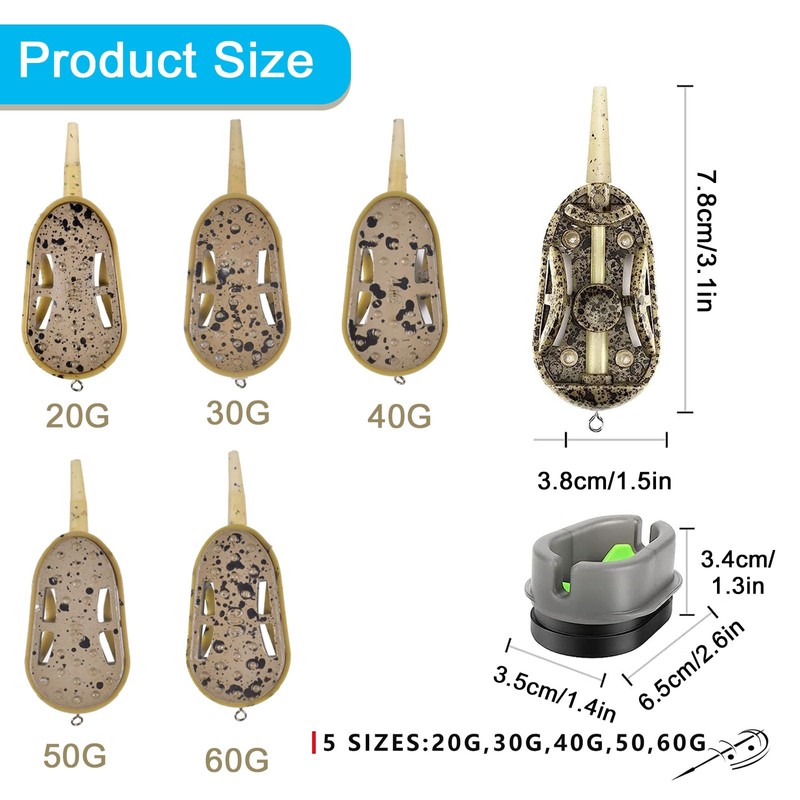 Funmo 6 Pcs Fishing Feeder,Carp Fishing Feeders,Fishing Quick Release Method,In