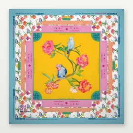American Mahjong Set with Mat, 160PCS 32mm 4-Layer Pink Green Acrylic Engraved Luxury Tiles for Professional Social ClubColor: Yellow Parrot Mahjong Mat