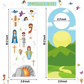 32Pcs Make an Easter He Lives Sticker Scenes Door Nob Hangers, DIY Easter Jesus Resurrection Stickers Nativity Stickers Bible Games for Easter Kids Classroom Party Religious Spring Activity 