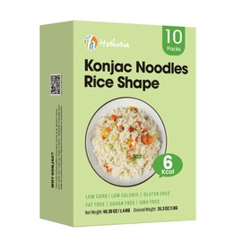 Hethstia Konjac Rice, 10 Packs, Keto, Vegan, Gluten-Free, Sugar-Free, Fat-Free, Low Calorie, Low Carb Shirataki Rice, Ready-to-Eat, Healthy Asian Meal Food & Holiday Gifts