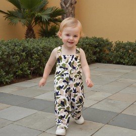 YOKJZJD Newborn Toddler Baby Boy Duck Deer Hunting Corduroy Suspender Pants Bib Overalls Little Hunter Fall Winter Outfits (Khaki, 6-12 Months)