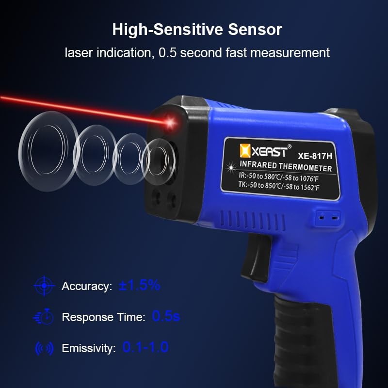 Infrared Thermometer with K-Probe -50°C ~ 580°C IR Temperature Meter