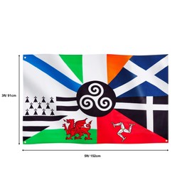Runesol Celtic Nations Flag, 91x152cm, 3ft x 5ft, 4 Grommets, Eyelet In Every Corner, Combined Celtic Flag, All Celtic Union, Premium Flags, Inside, Outside, Vivid Colours