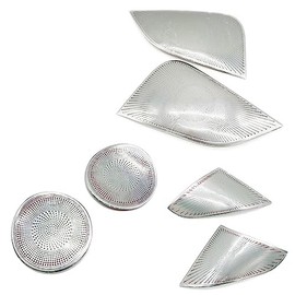 S SIZVER Interior Matte Silver Polished Steel Front Door Full Speaker Round Cover KIT Mesh Grille Compatible with Model 3