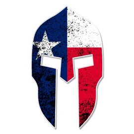 GT Graphics Spartan Helmet Texas Flag - 3" Vinyl Sticker - for Car Laptop I-Pad Phone Helmet Hard Hat - Waterproof Decal