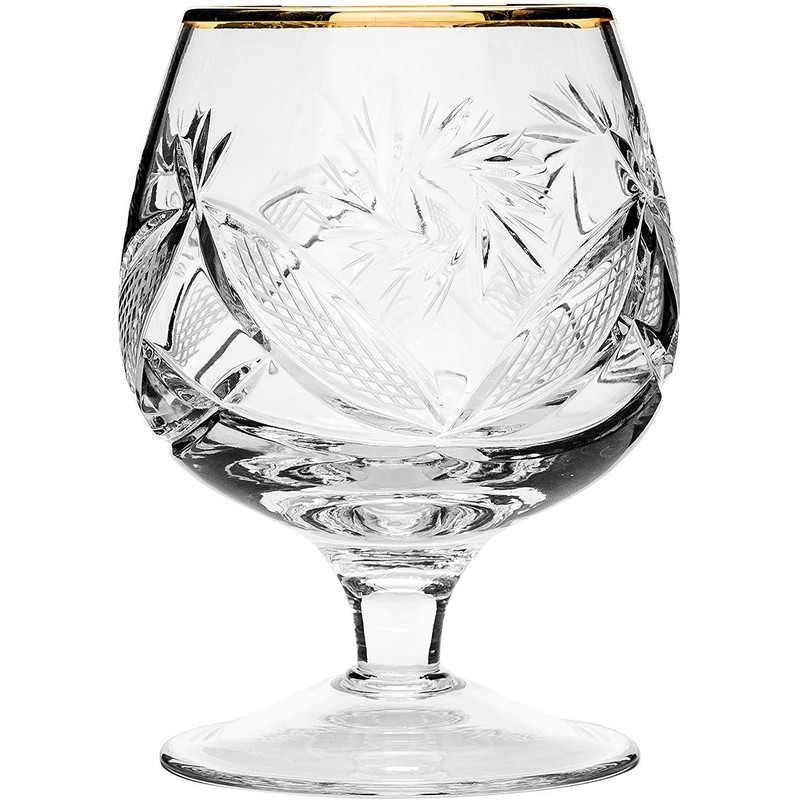 Set of 2 Hand Made Vintage Crystal Glasses, Brandy &