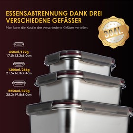 GENICOOK Stainless Steel Food Storage Containers / Lynx Box with Airtight Lid Set of 3 / Meal Prep Storage Container Food Container for Kitchen