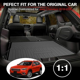 Cherokee Cargo Liners - All-Weather Protection Rear Cargo Trunk Tray Floor Mats Compatible with 2014-2018 Jeep Cherokee,NOT for Grand Cherokee， 3D Modeling Waterproof Durable Accessories Custom-Fit
