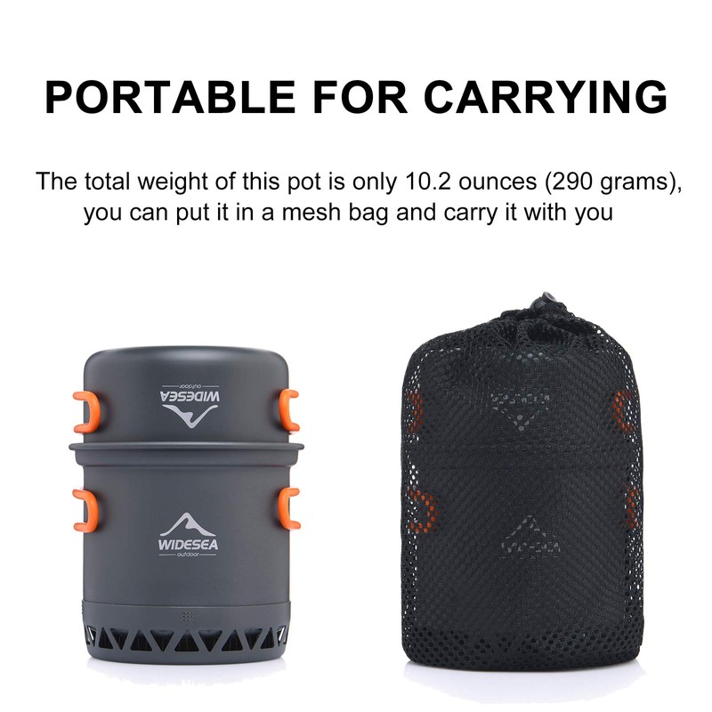 Widesea Camping Cookware Outdoor Pot Pan Cooking Equipment Heat Exchange