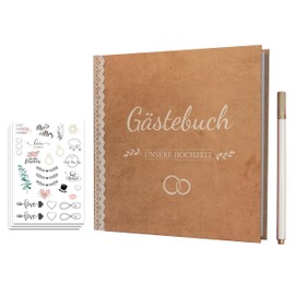 Bridela Wedding Guest Book - Guest Book Wedding with Free Pen and Stickers - Durable Hardcover of Wedding Guest Book - Memories for Eternity with Sturdy Thread Binding in Wedding Book